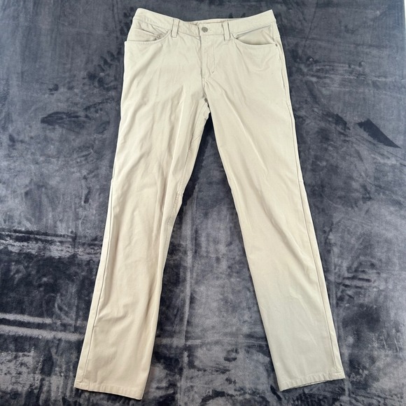 lululemon athletica Other - Lululemon ABC Pants Mens 32 Tan Khaki Slim Straight Five Pocket Articulated Knee